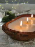 3 wick dough bowl candle, brown