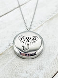 Elephant diffuser aromatherapy necklace, stainless steel