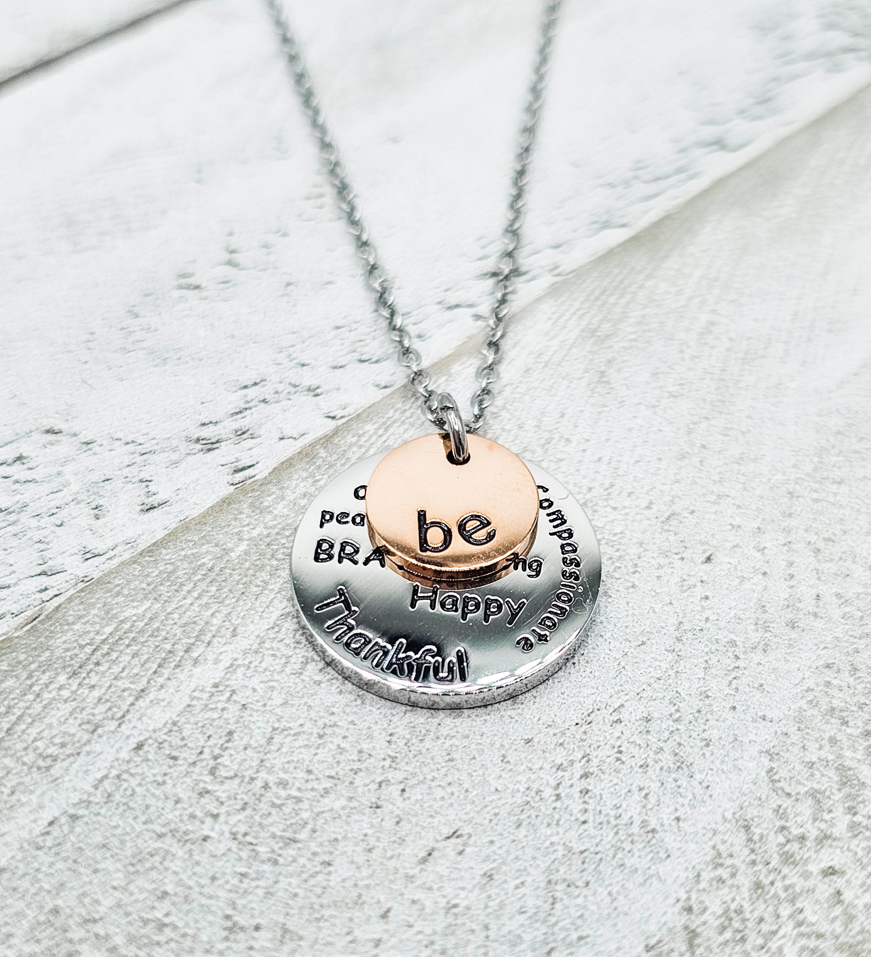 Be Happy, Thankful, Brave Strong - Pendant Necklace