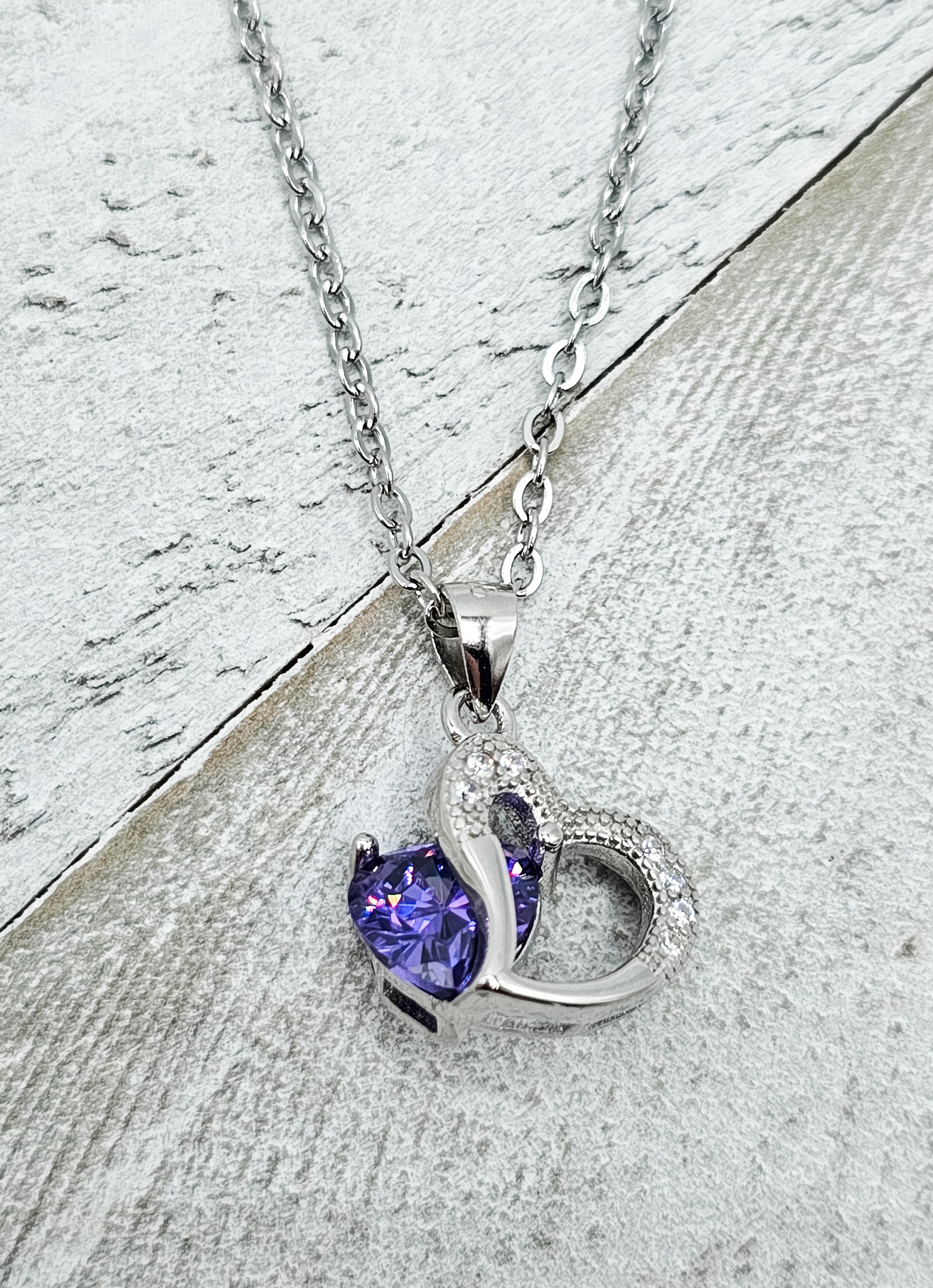 Purple Heart Pendant Necklace