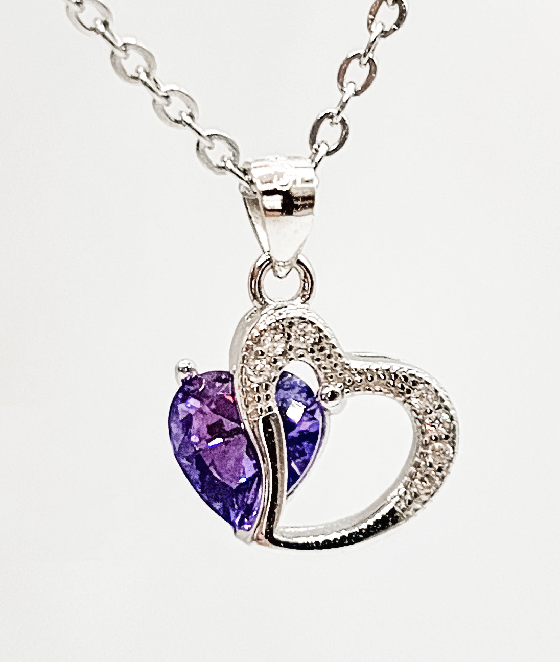 Purple Heart Pendant Necklace