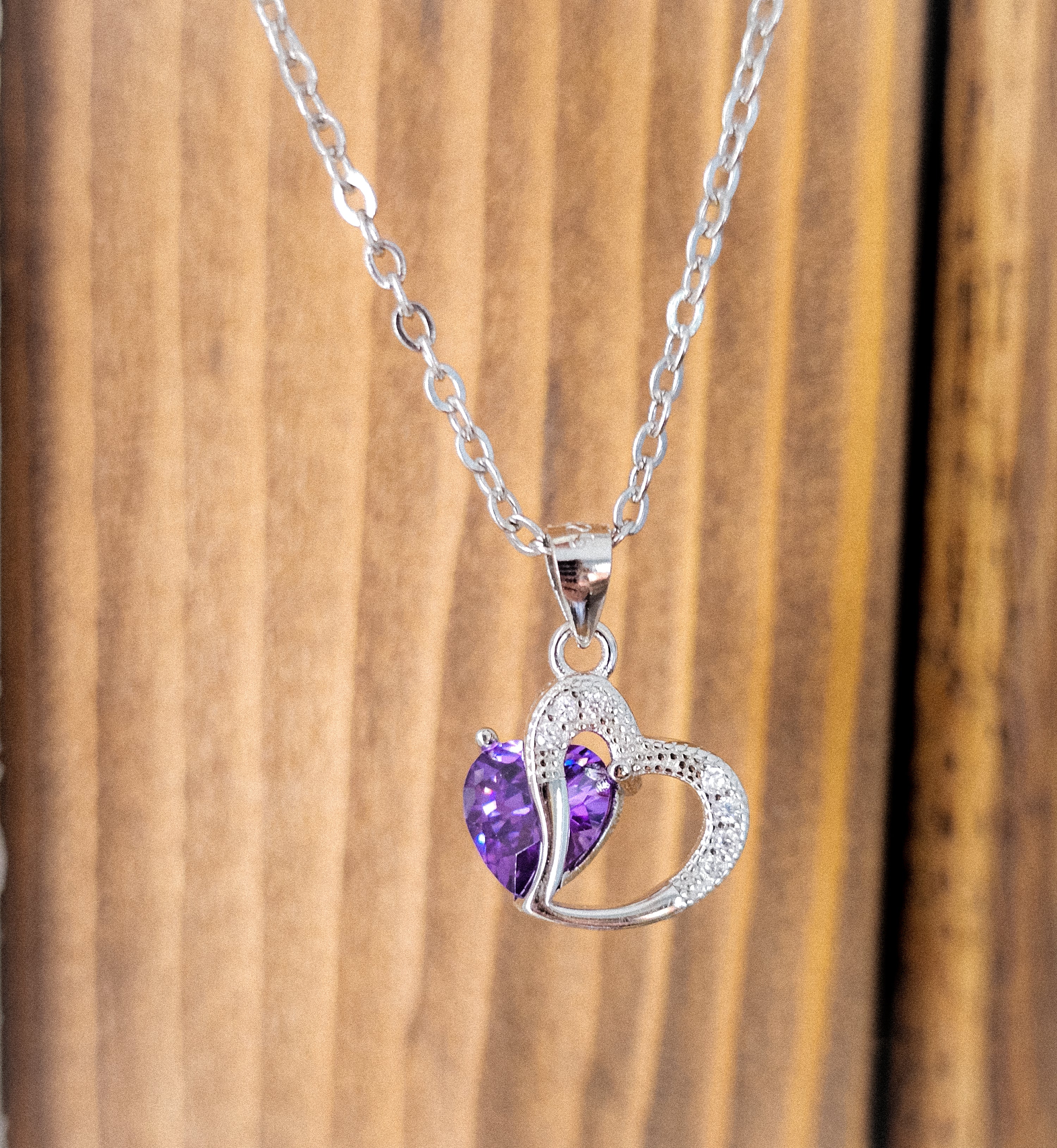 Purple Heart Pendant Necklace