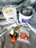 Leo zodiac candle gift box with mug, tumbled stones and incense cones.