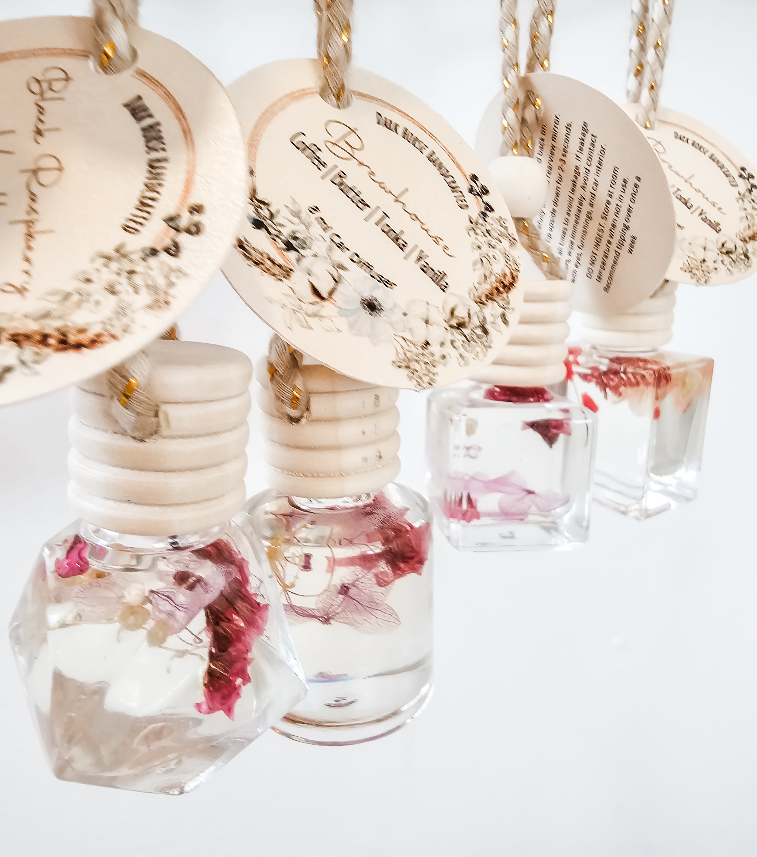 Floral Glass Car Diffuser - Long lasting fragrance, different shapes, air freshener, 8ml