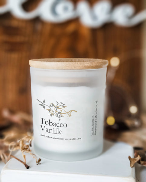tobacco vanille candle Soy Candle: Luxury Scented, Hand Poured from his rear view dangled half of dozen of those little vanilla car freshener trees TOBACCO VANILLA Meliora Candle