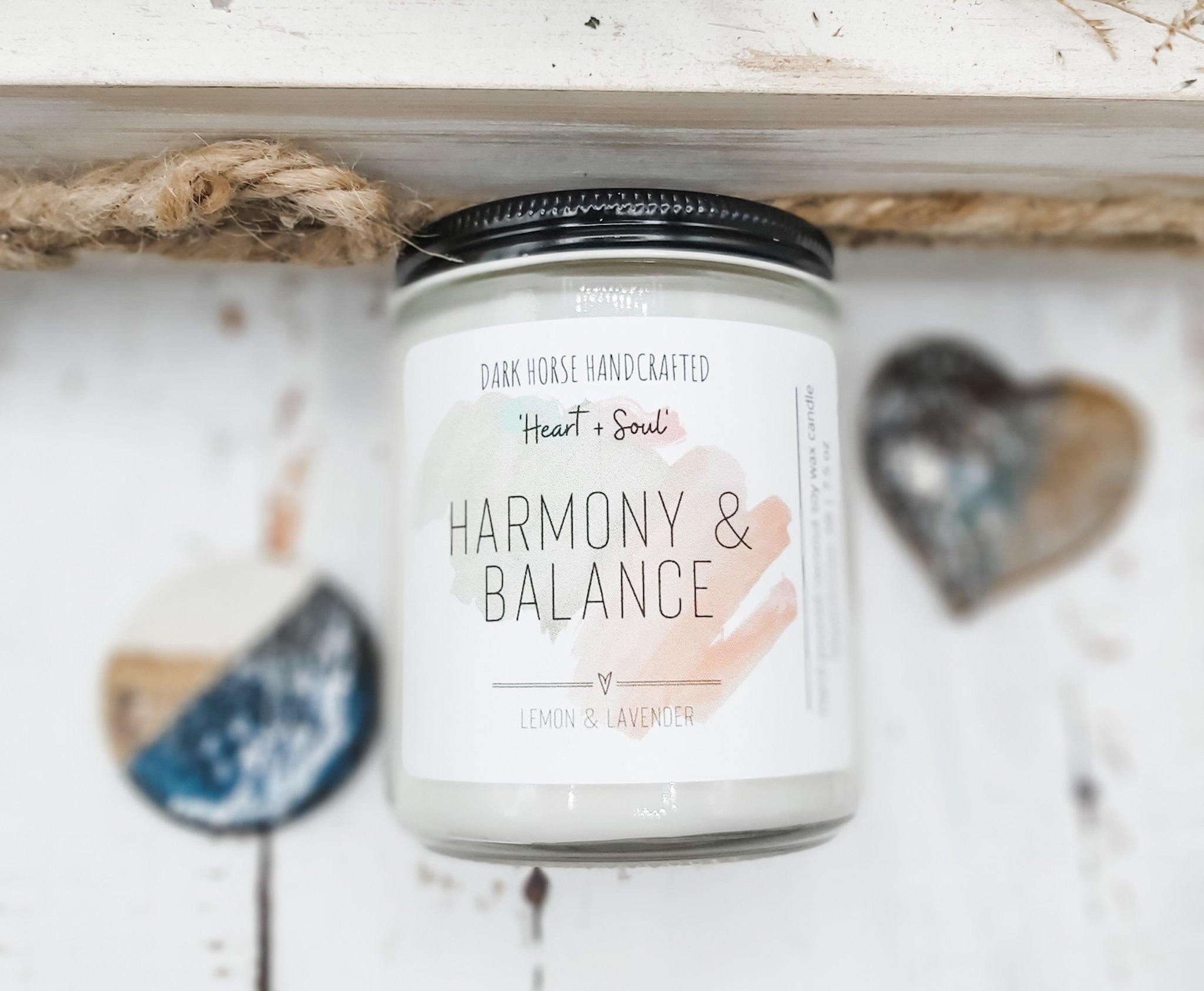 Harmony & Balance - Soy Candle 'Heart & Soul' Collection - Dark Horse Handcrafted