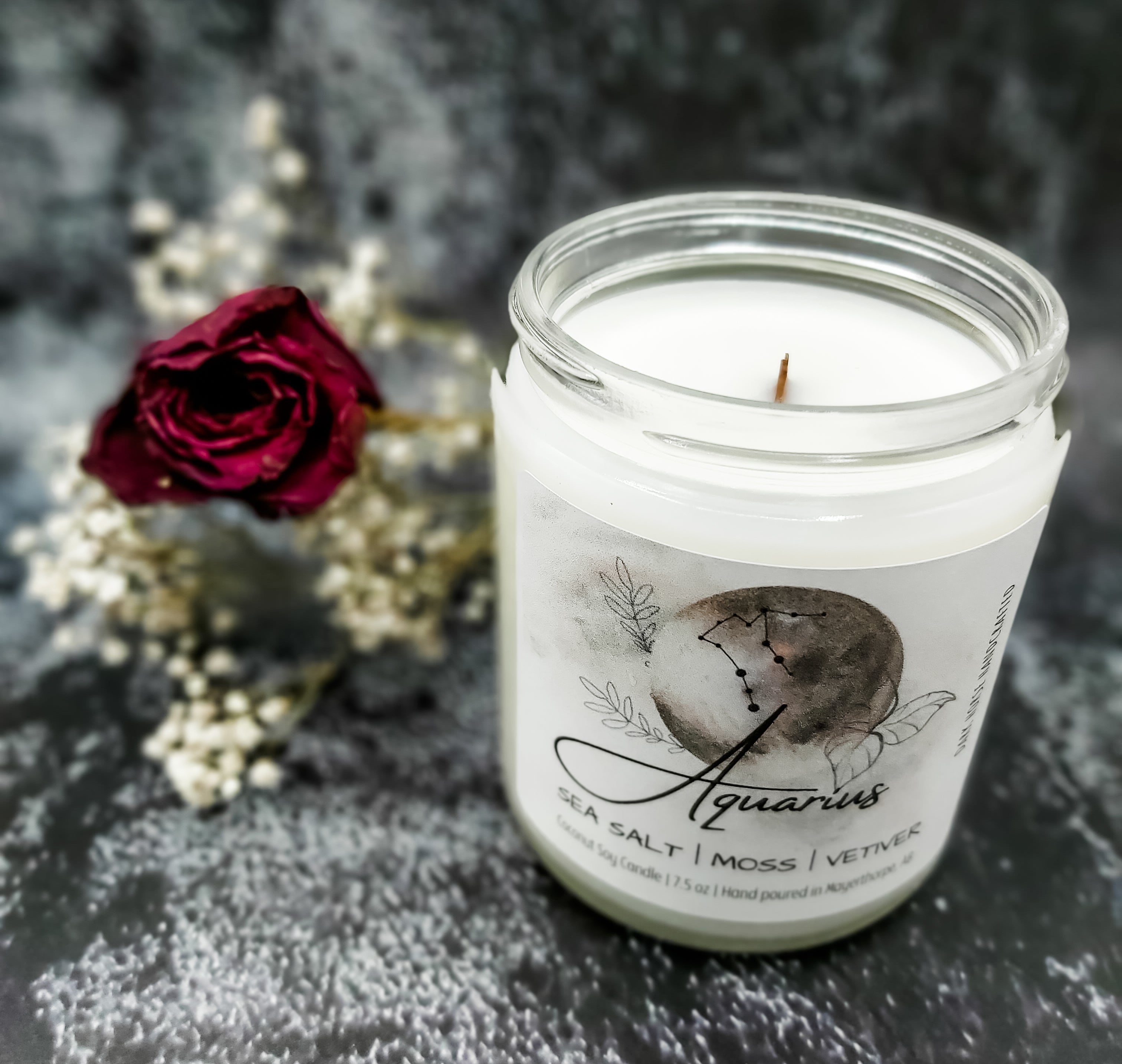 Aquarius zodiac candle