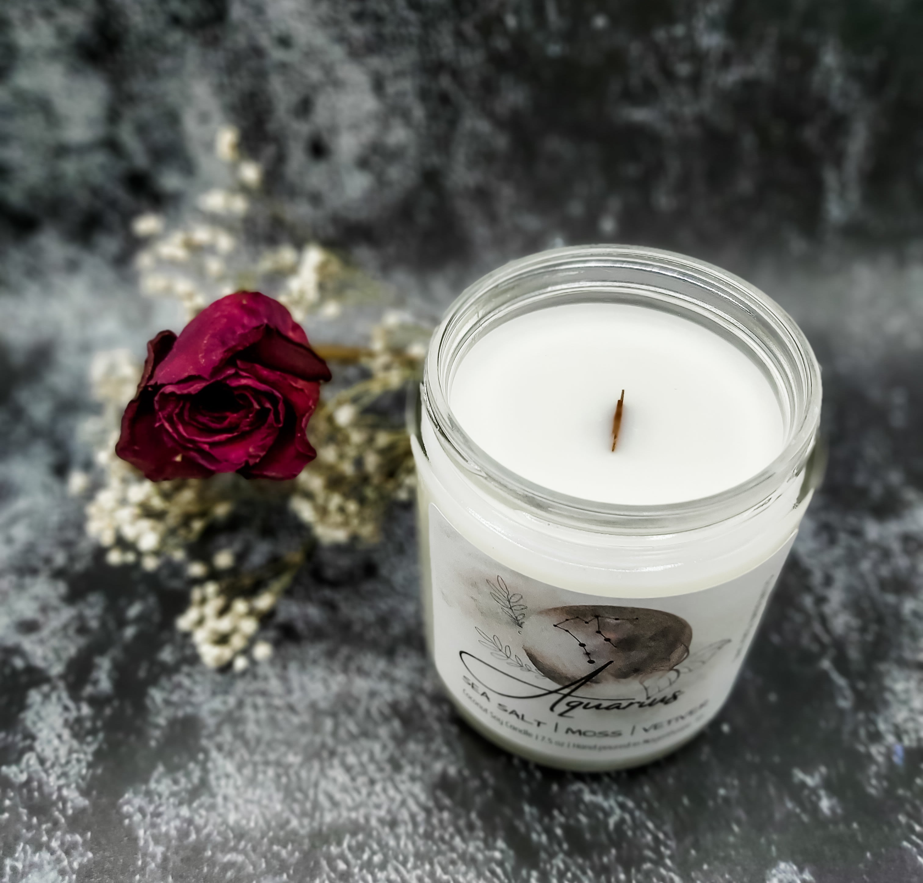 Aquarius zodiac candle