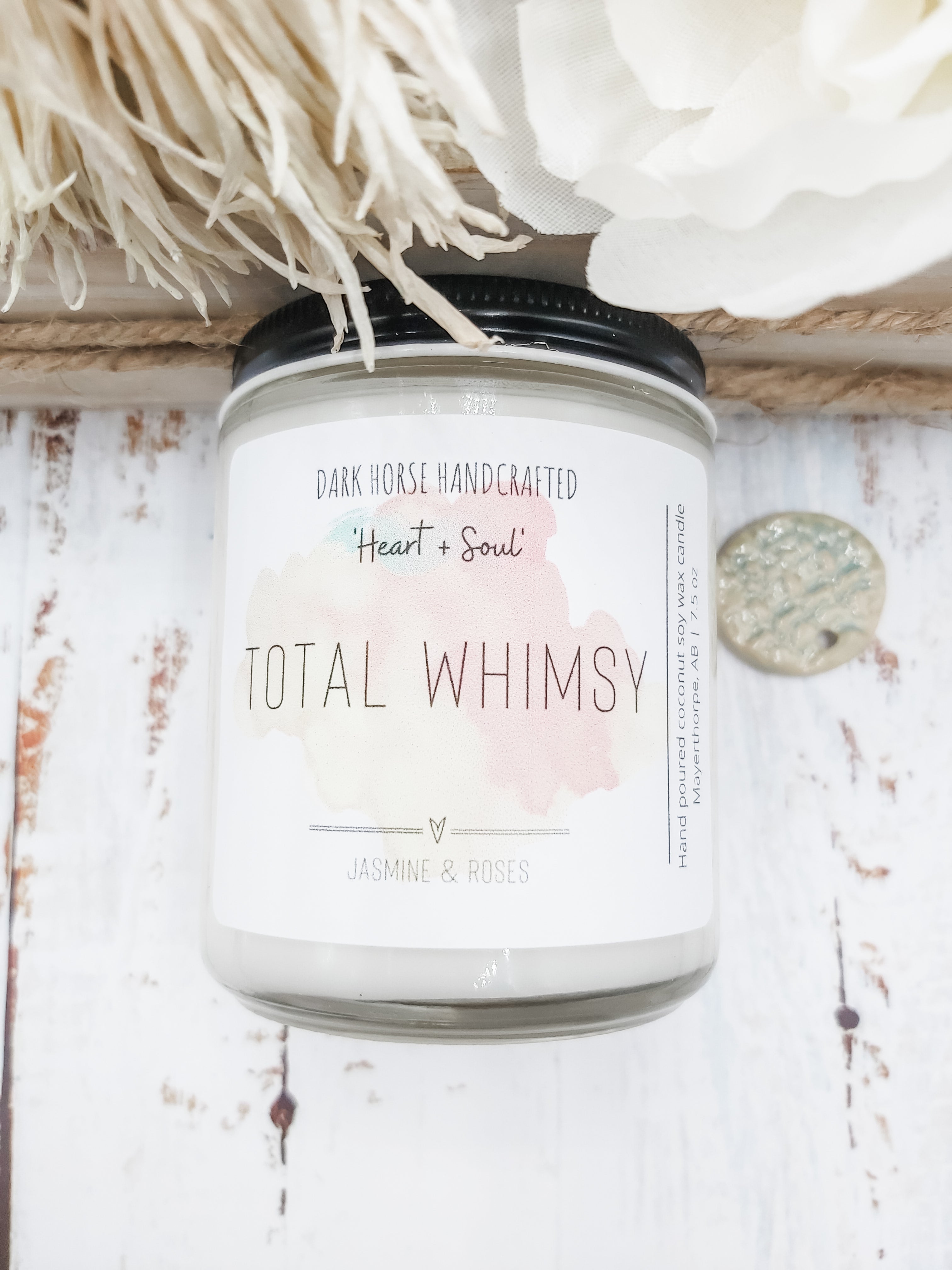 TOTAL WHIMSY - Jasmine + Roses Scented Coconut Soy Candle