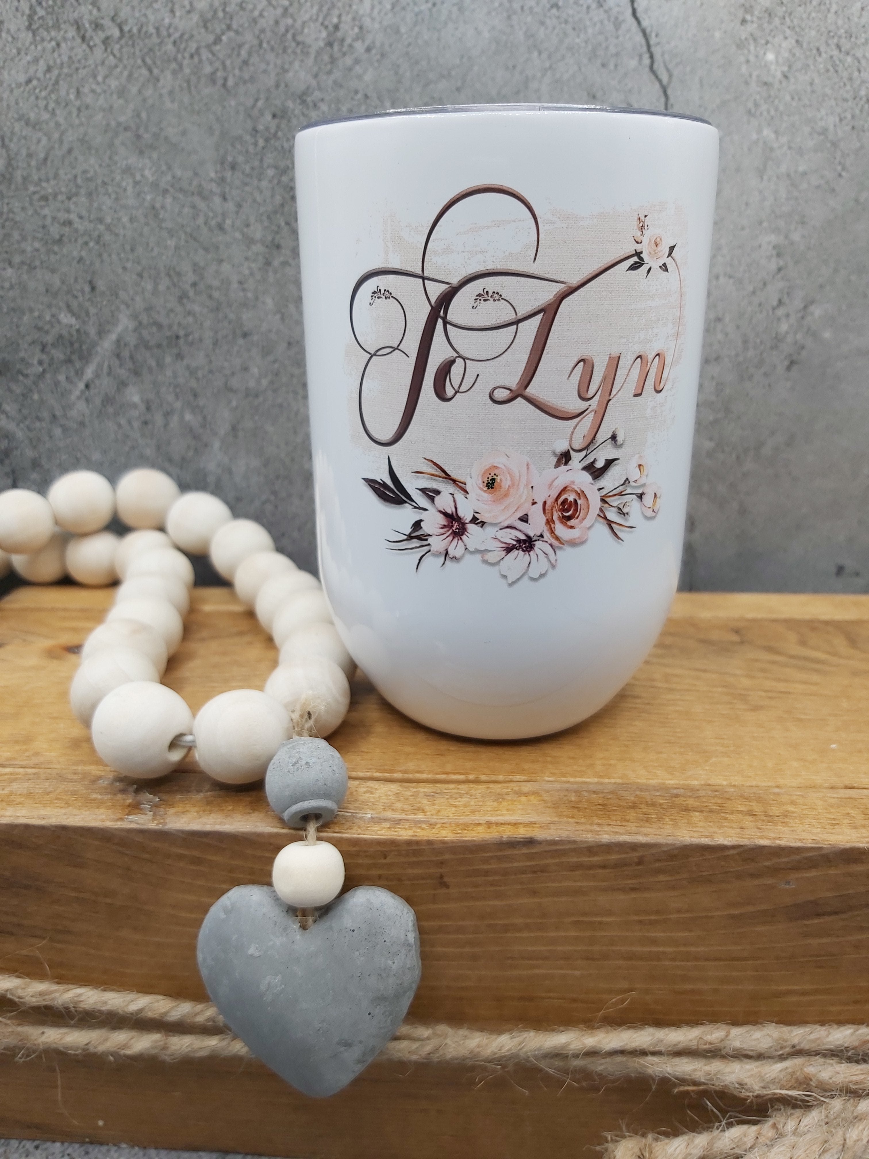 Custom Monogram/Name Wine Tumbler - Boho Design