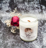 Virgo zodiac candle with wood wick