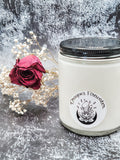 Back side of affirmation candle show scent label