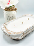 3 wick dough bowl candle, white