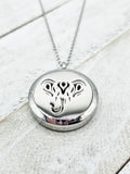 Elephant diffuser aromatherapy necklace, stainless steel