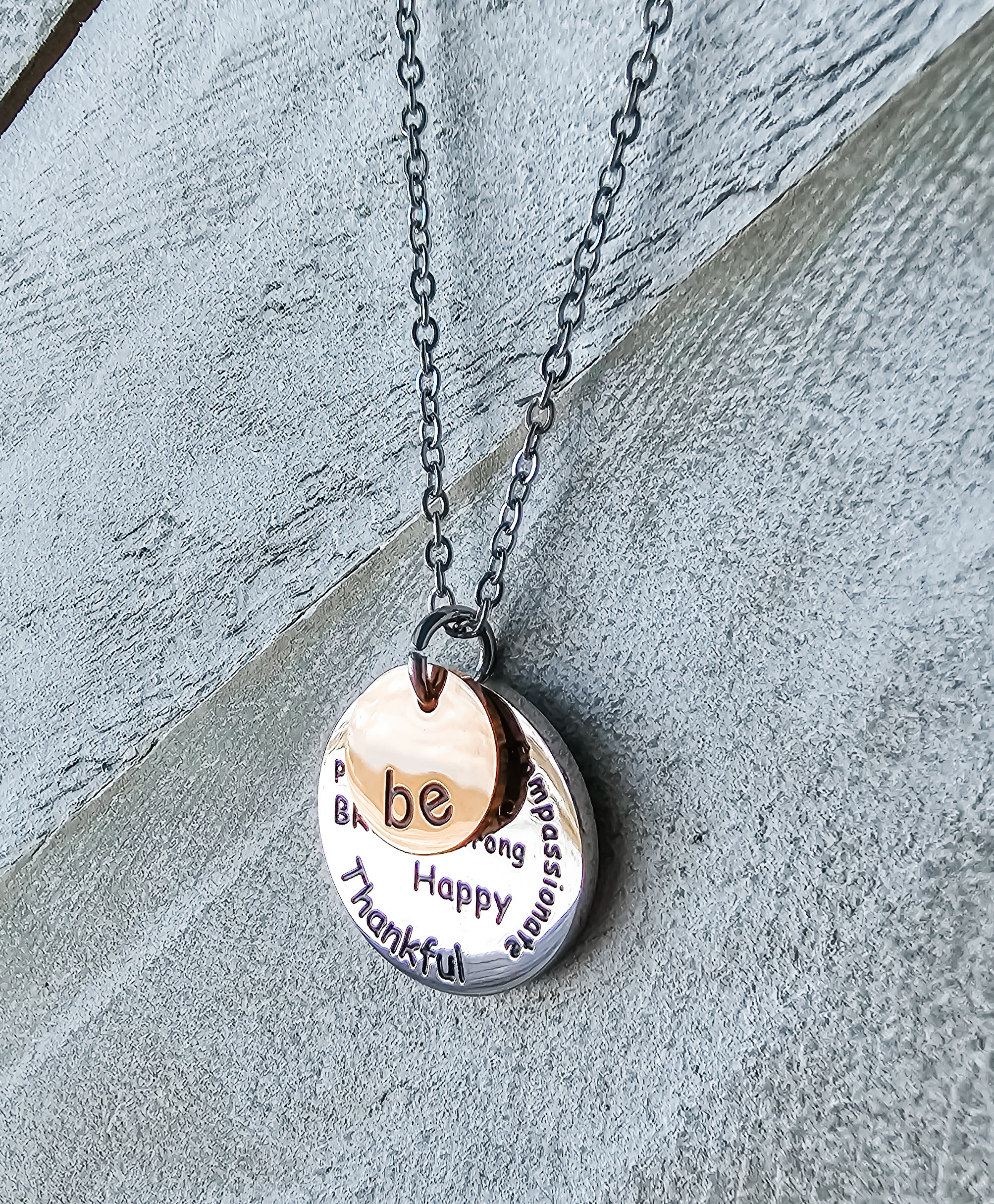 Be Happy, Thankful, Brave Strong - Pendant Necklace