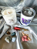 Aquarius zodiac candle gift box with mug, tumbled stones and incense cones.