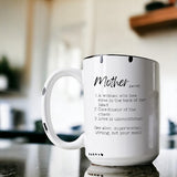 Mother (noun), Super human and so much more - Distressed Mug