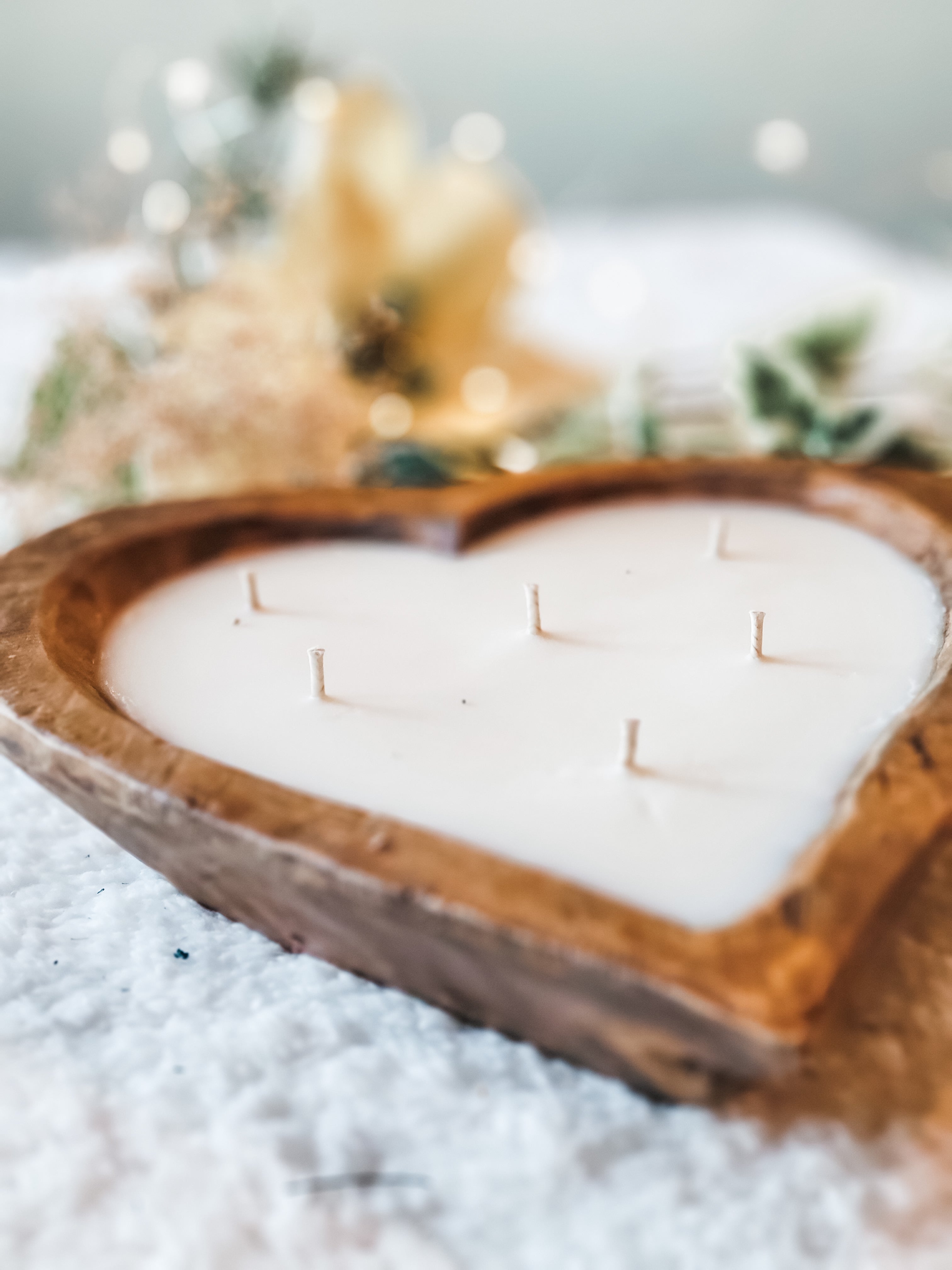 Dough Bowl Candle - Heart shaped, 6 wick