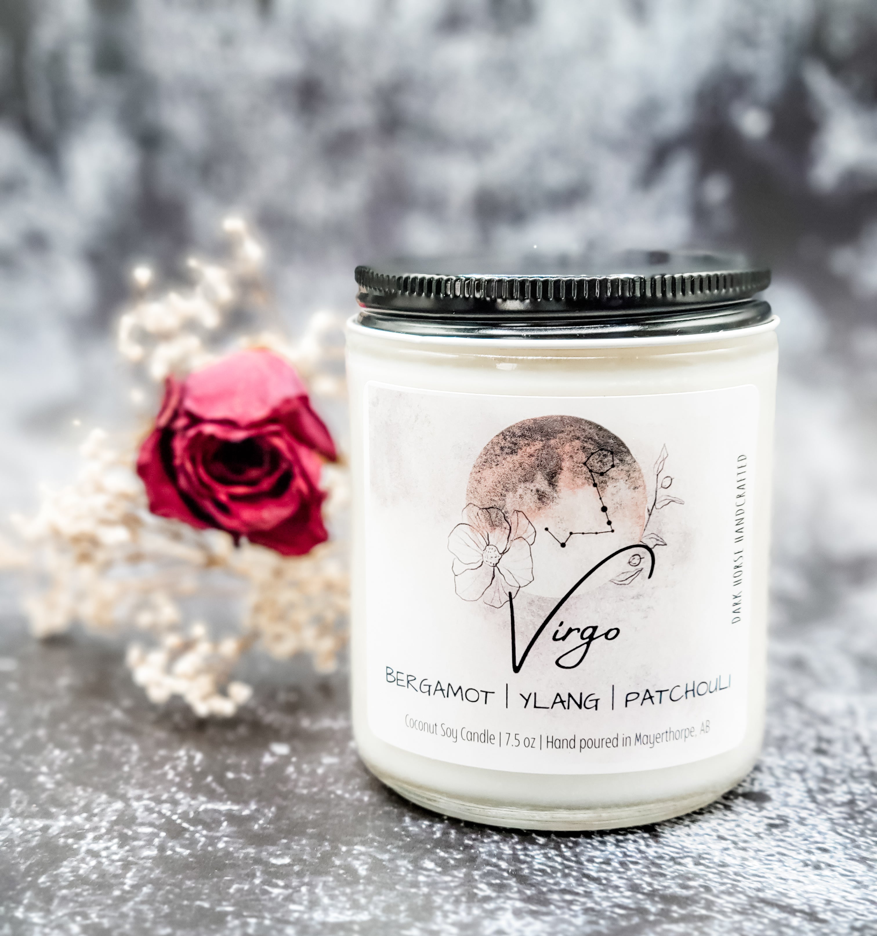 Virgo astrological candle with wood wick