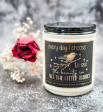 Affirmation candle with gold foil label