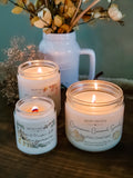 Cinnamon caramel swirl candle with 2 other fall scented candles