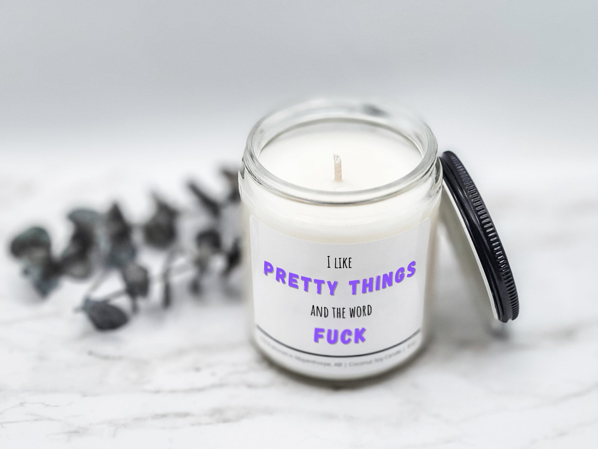 I like pretty things and the word fuck, candle